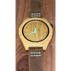 The Ridge Apache Pine Watch Men 45mm Wood Brown Leather Band